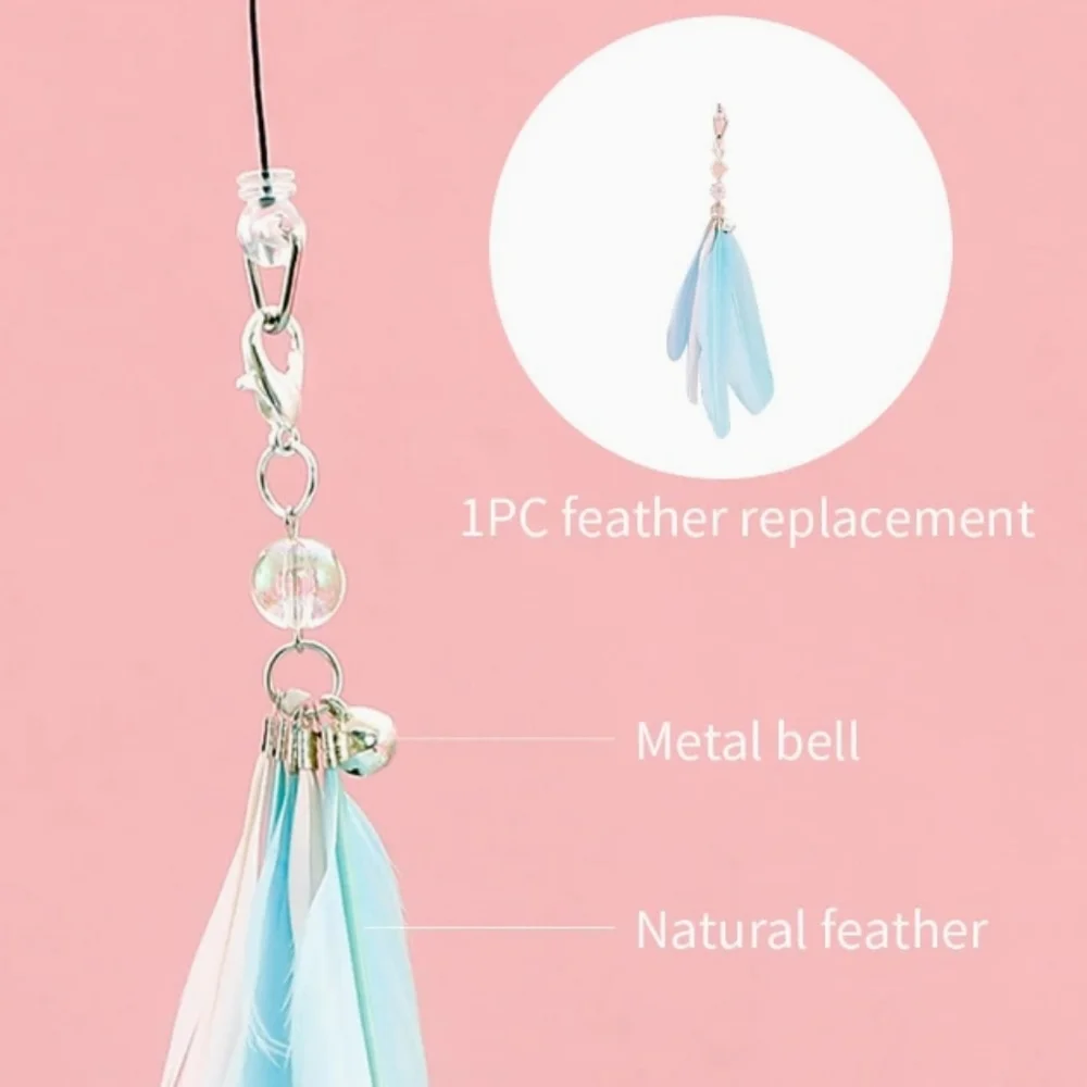 Interactive Cat Feather Toys, Retractable Cat Teaser Wand and Rope Toy with 2PC